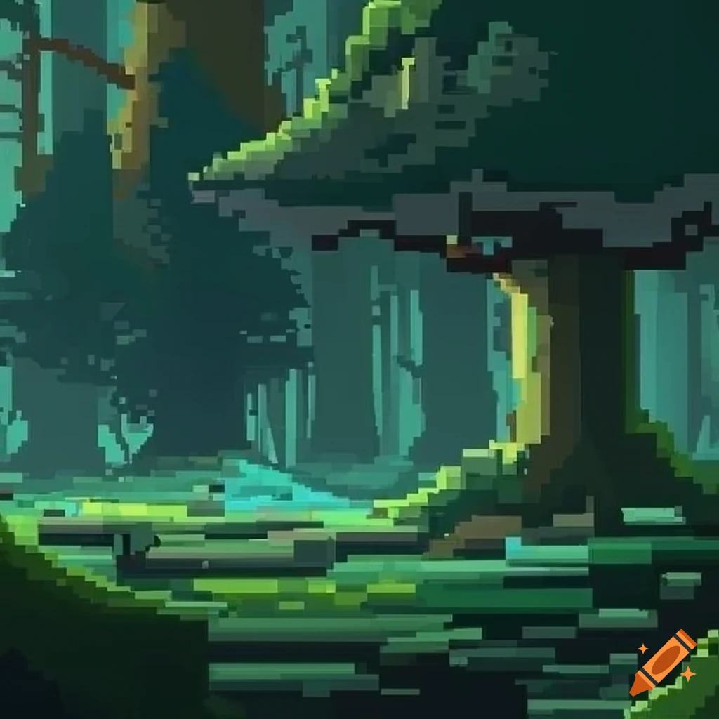 pixel art wallpaper of a fantasy woods