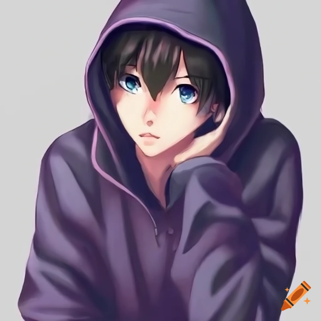 Full face mask, black hoodie, crossed arms, anime, male, black gloves on  Craiyon