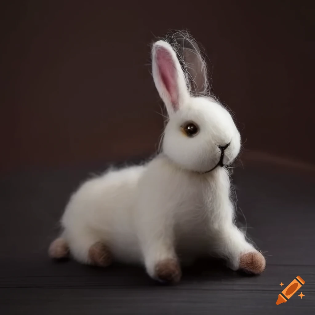 Realistic woolen rabbit toy on Craiyon