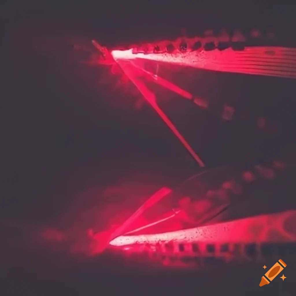 moody close-up of a mountain bike tire with red laser lighting