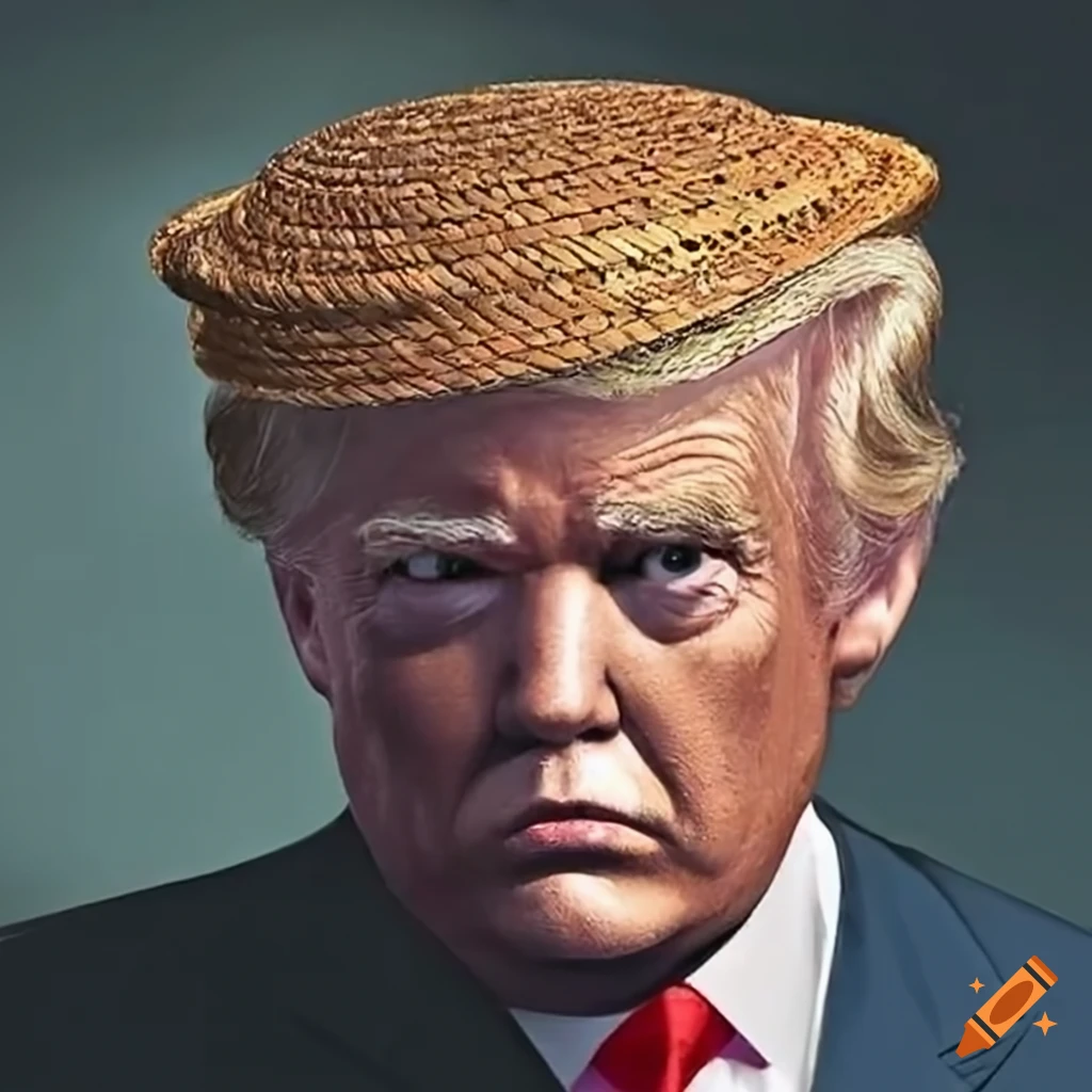 Donald trump wearing a straw hat on Craiyon