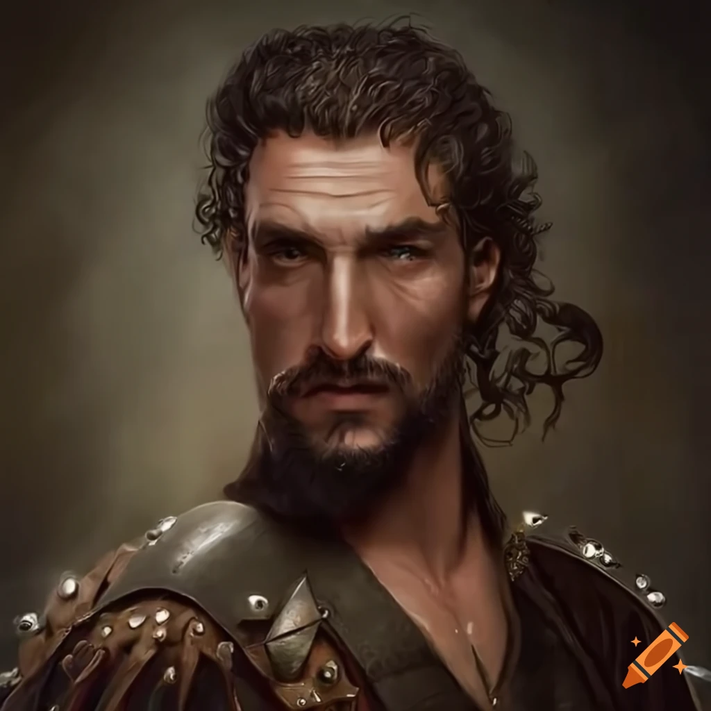 Hyperrealistic illustration of captain hook in medieval armor
