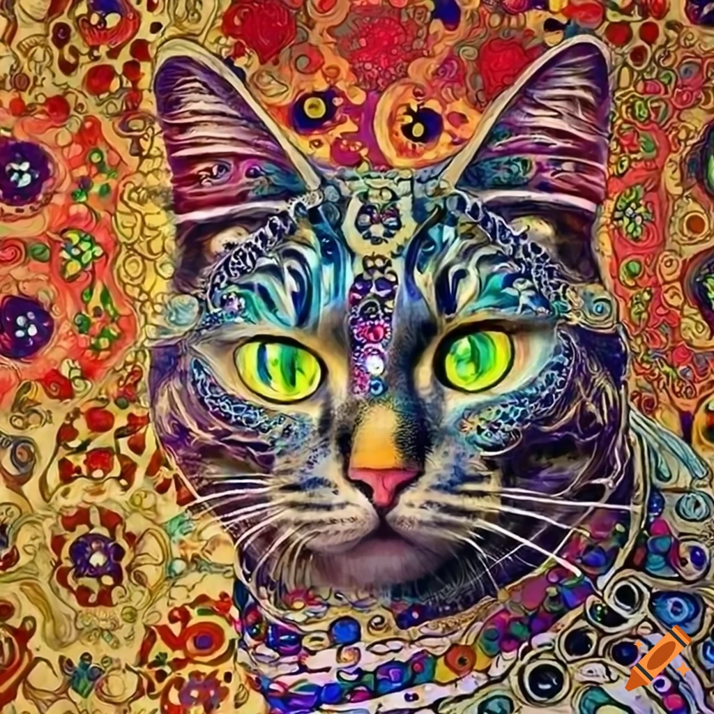 mandala cat pattern inspired by Klimt