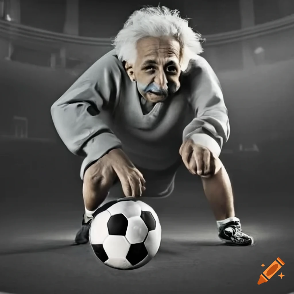 Einstein playing football on Craiyon