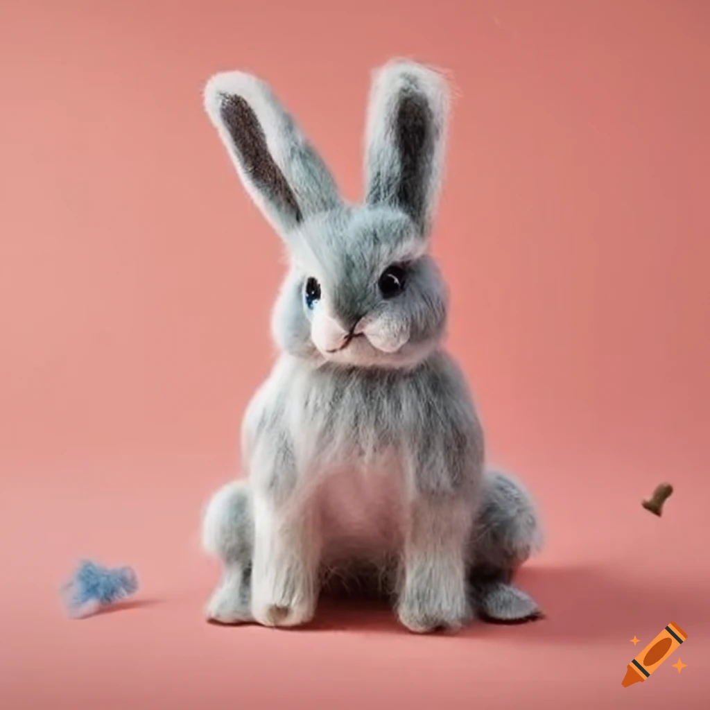 realistic woolen rabbit toy
