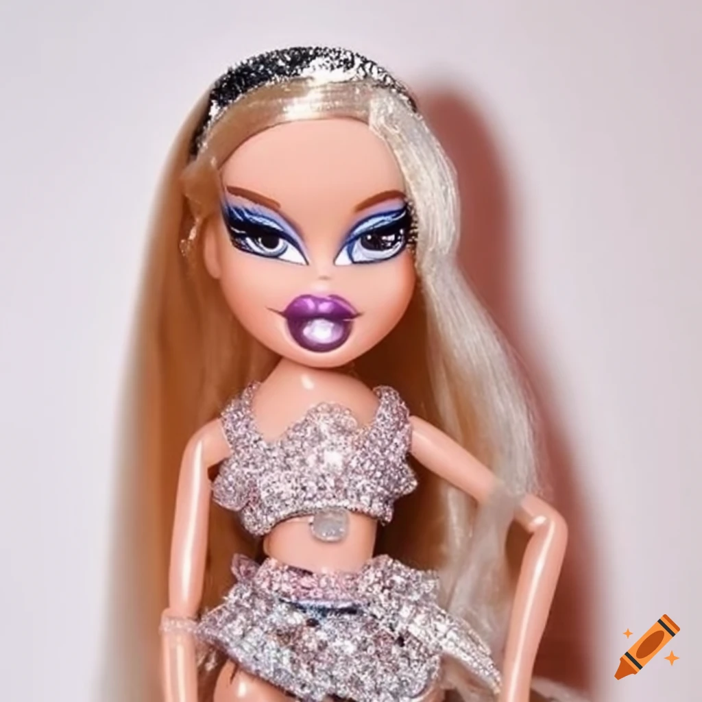 Bratz doll with short curly hair in a pastel outfit on Craiyon