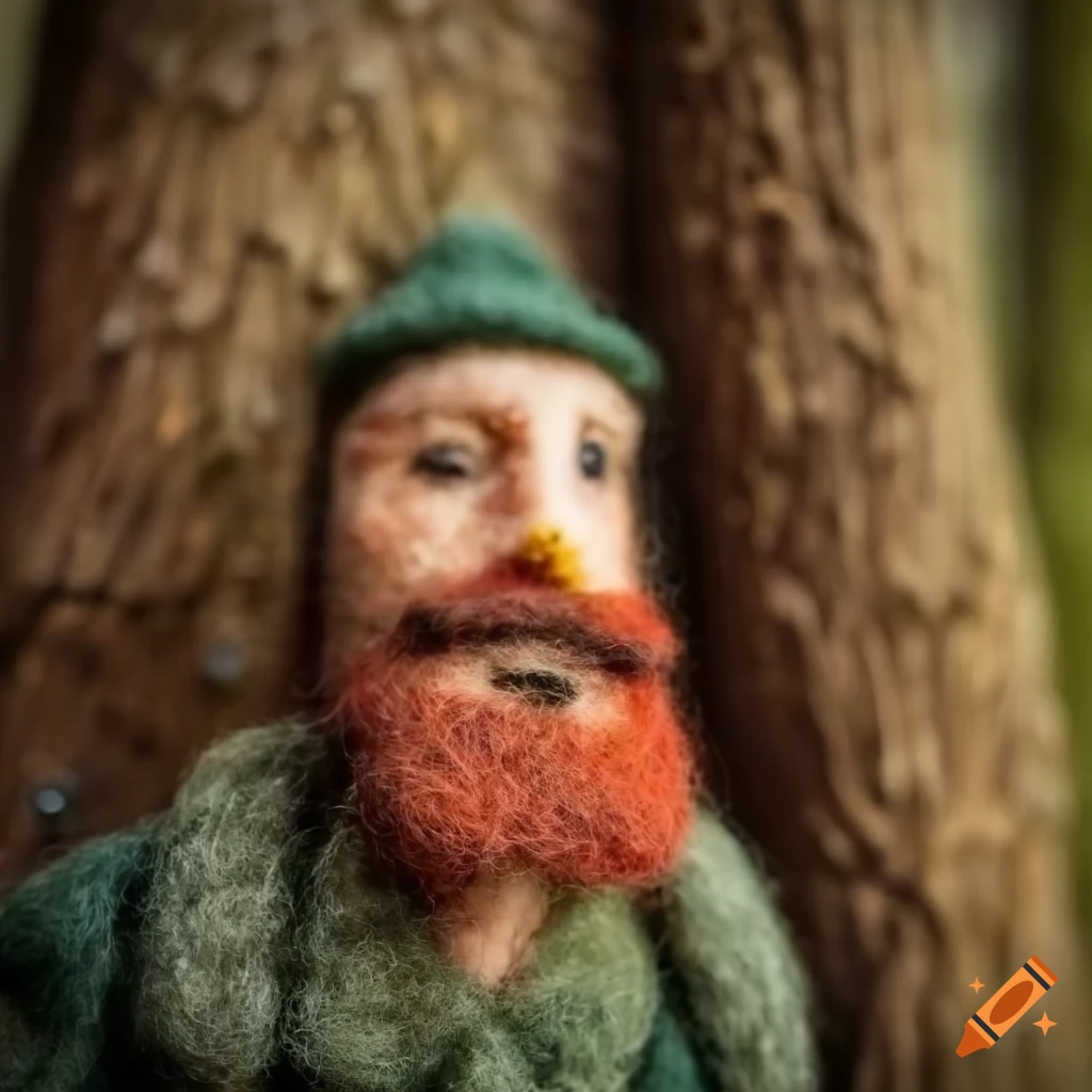 felted-wool-lumberjack-with-axe-in-the-forest-on-craiyon