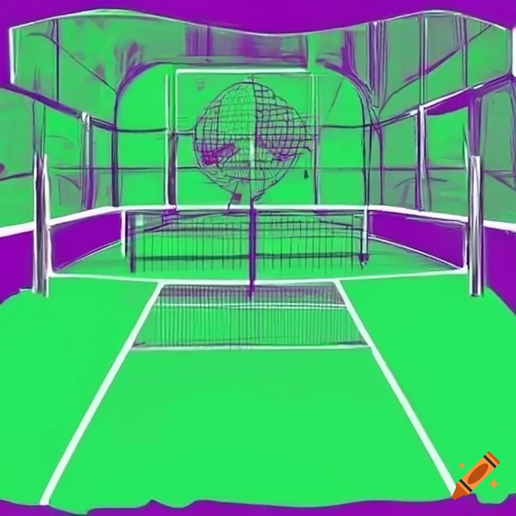colorful padel court in green and purple