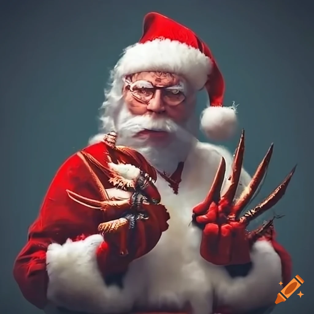 Santa claws cat illustration
