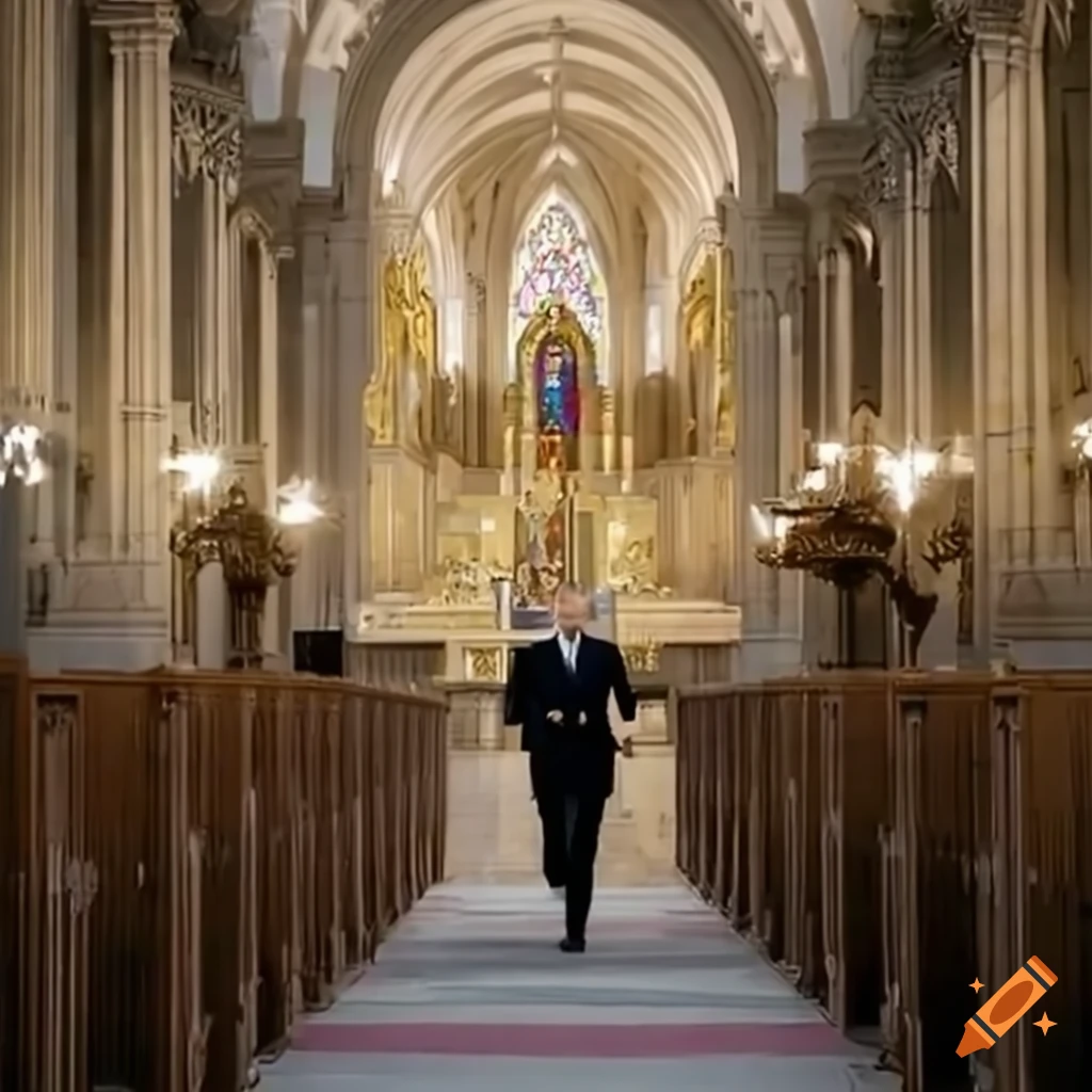 CCTV footage of Joe Biden running in an empty Catholic church
