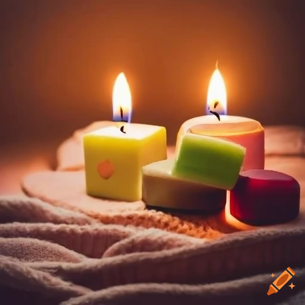 Handmade crafts with colorful soaps and candles on Craiyon