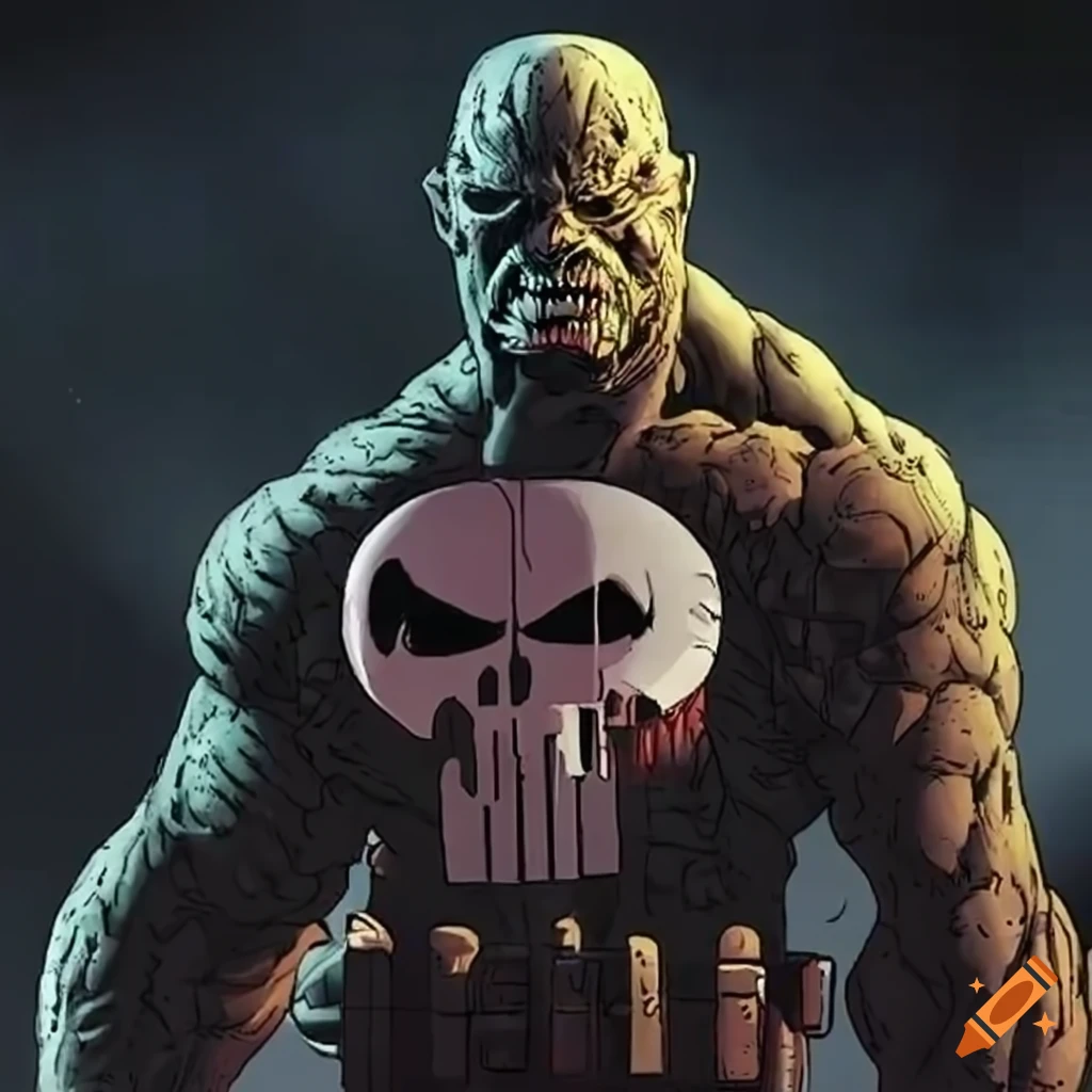 fan art of The Thing Monster and The Punisher fusion