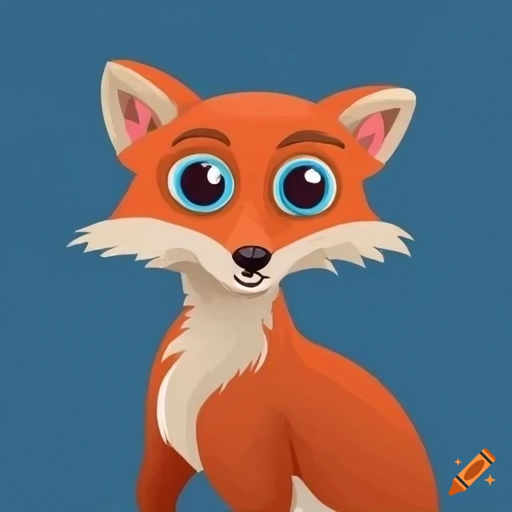 cartoon illustration of a cute red fox