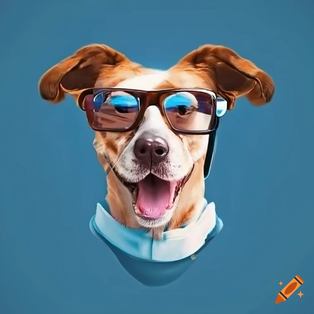 Dog wearing glasses on Craiyon