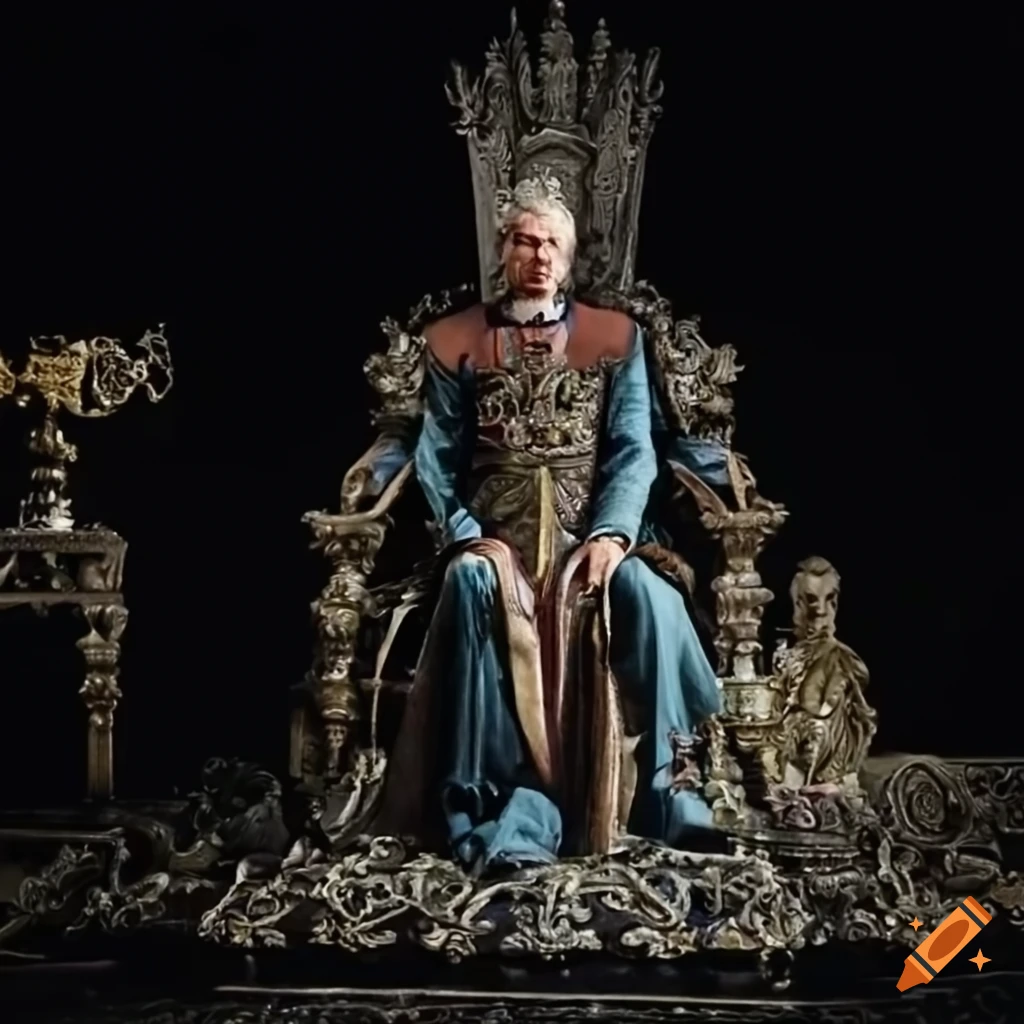 satirical image of Björn Wahlroos sitting on a throne