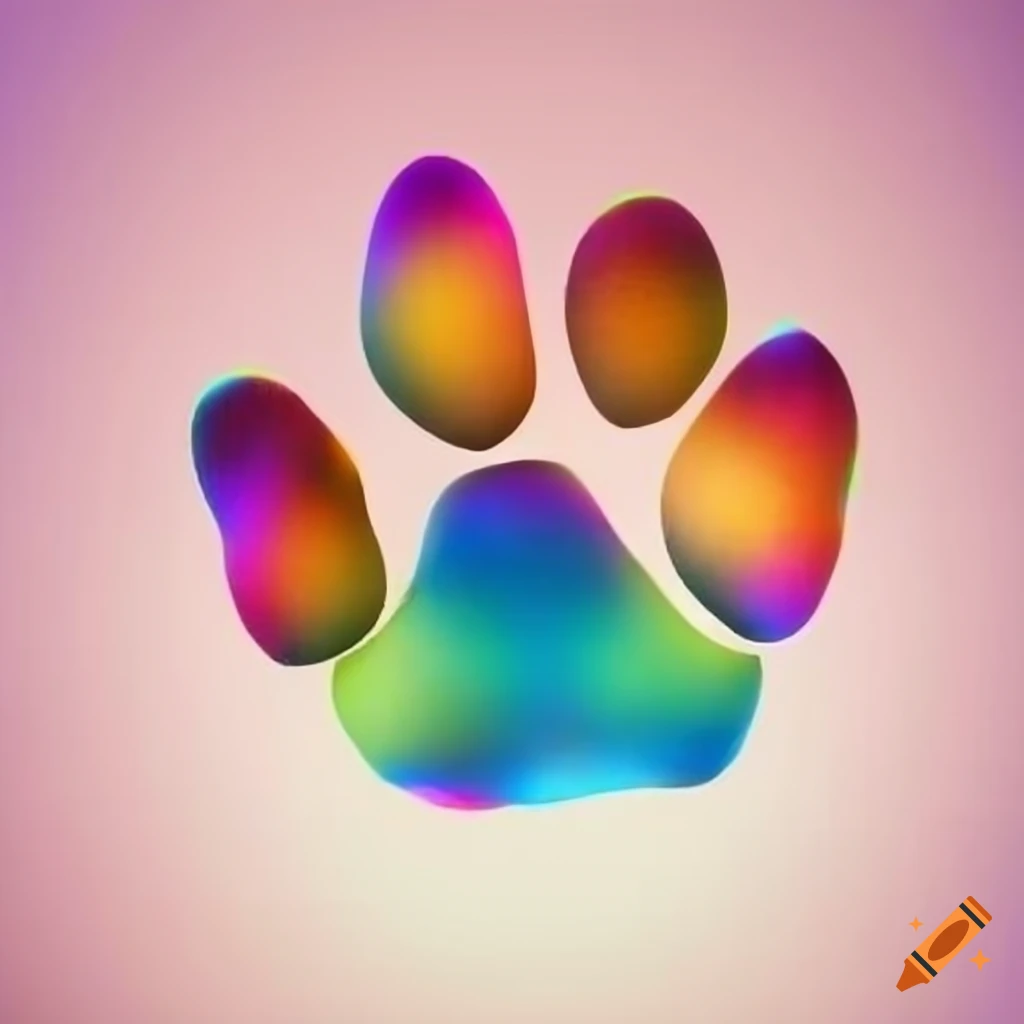 Multi-colored dog paw prints on white background on Craiyon