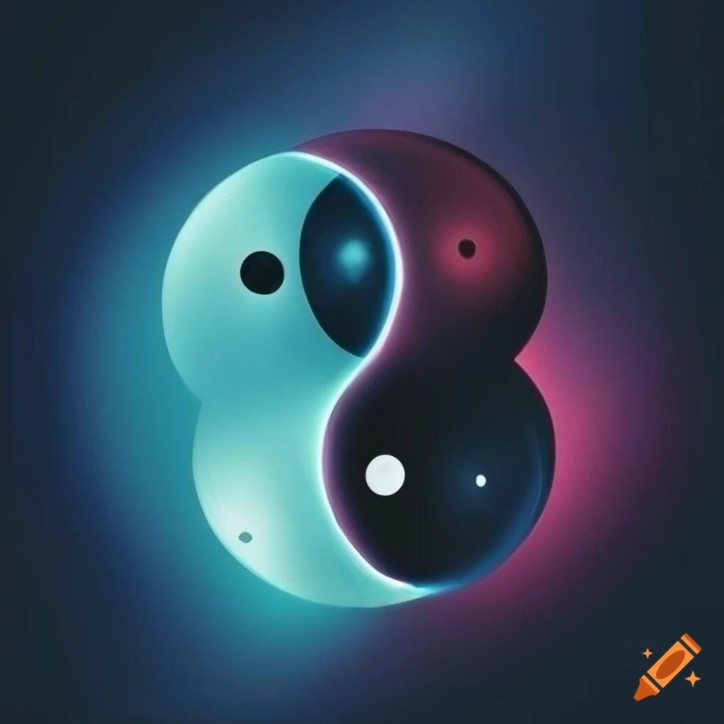 Dark Background With Yin Yang Symbol Representing Male And Female 