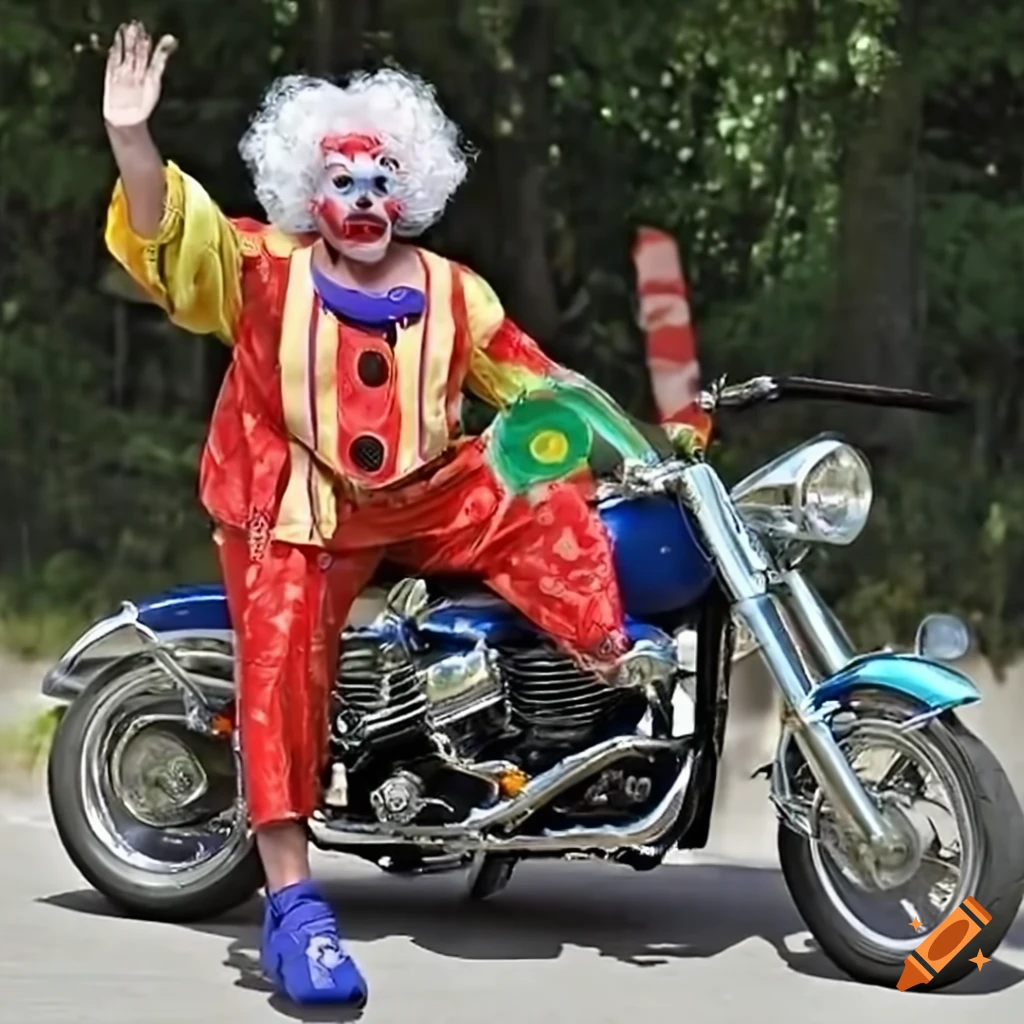 clown riding a motorcycle