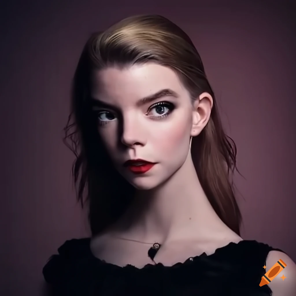 Anya Taylor joy In Green Satin Strapless Dress On Craiyon