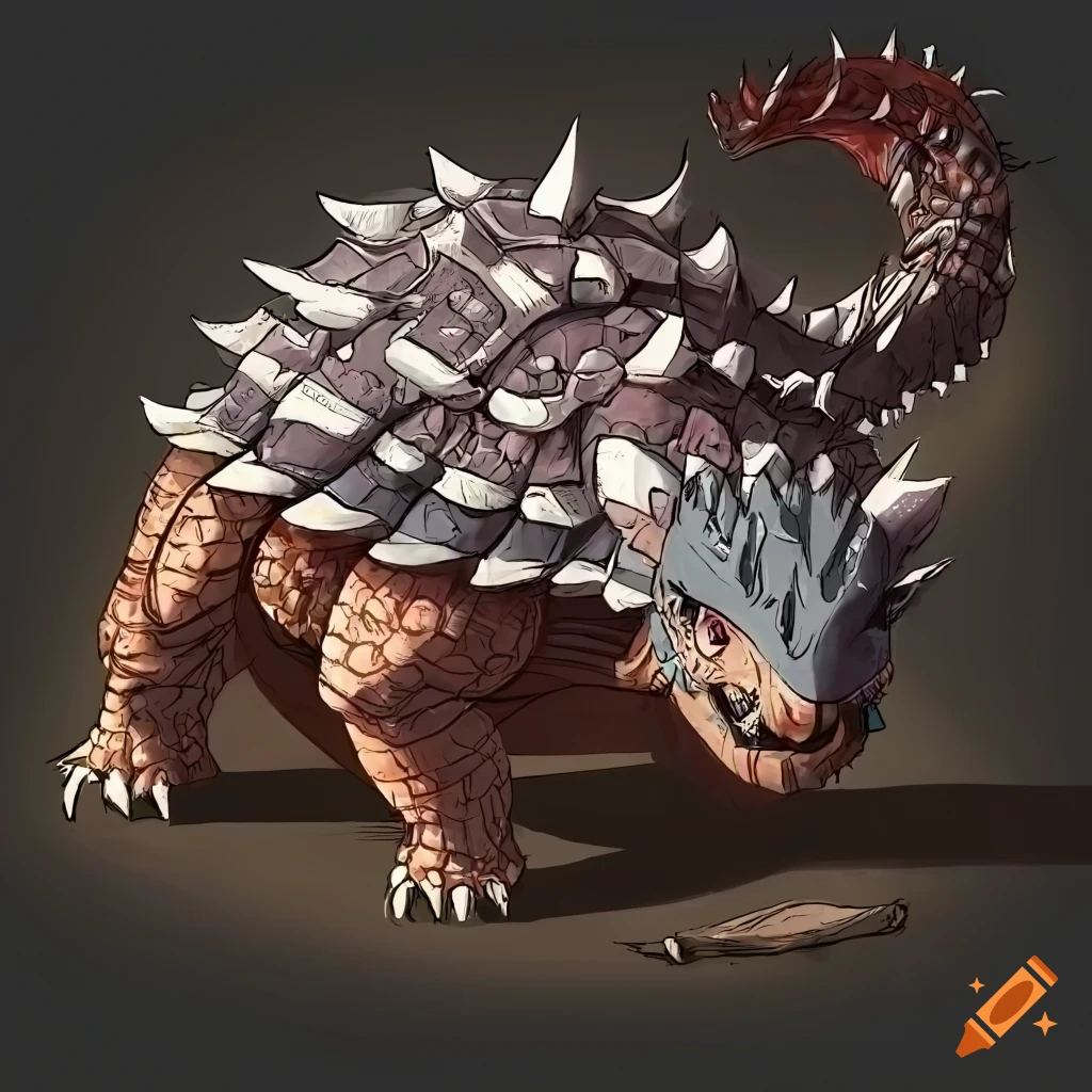 illustration of an ankylosaurus with armor and clubbed tail