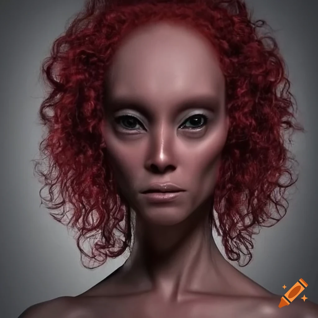 Character art of a maroon-haired alien woman