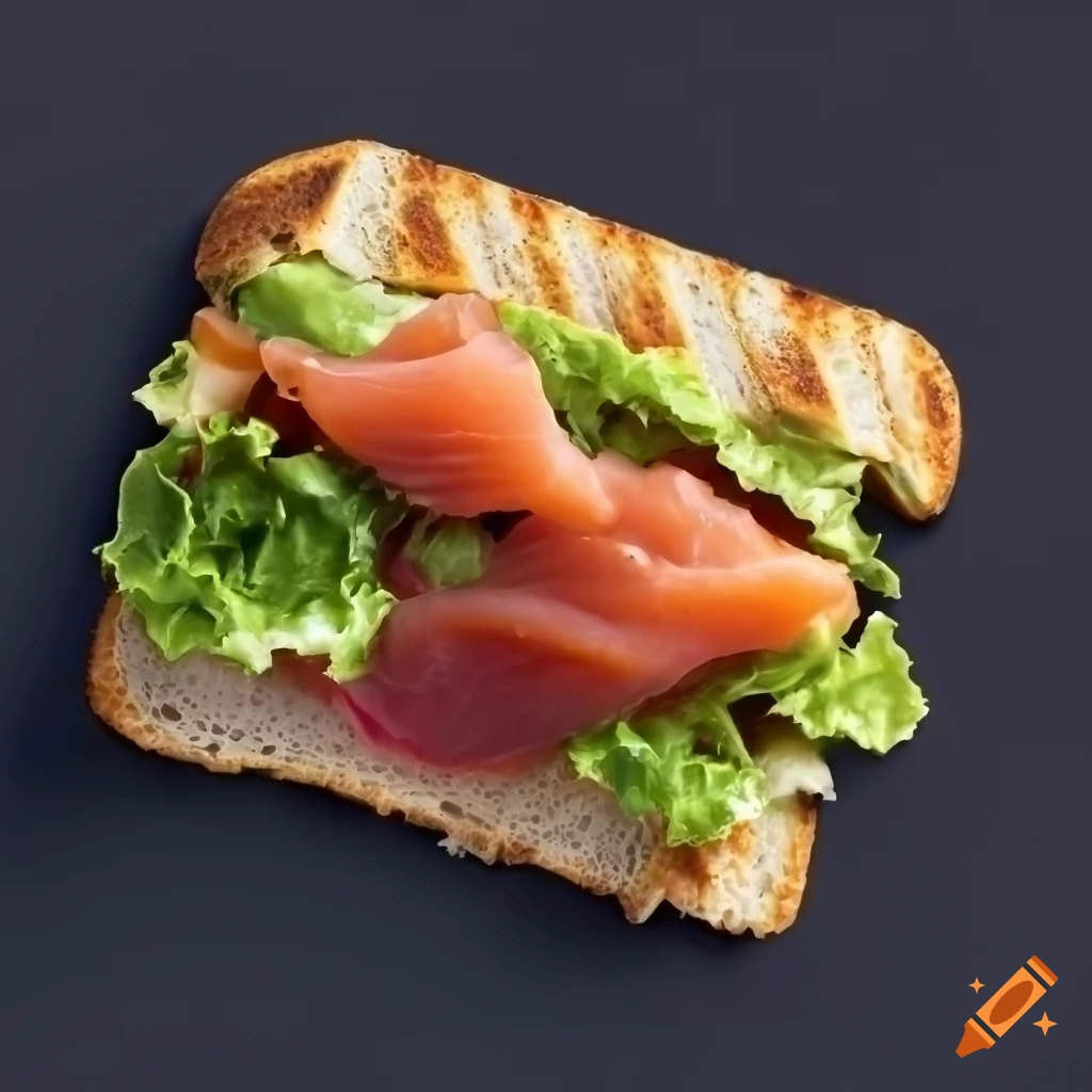 toasted panini with smoked salmon and lettuce