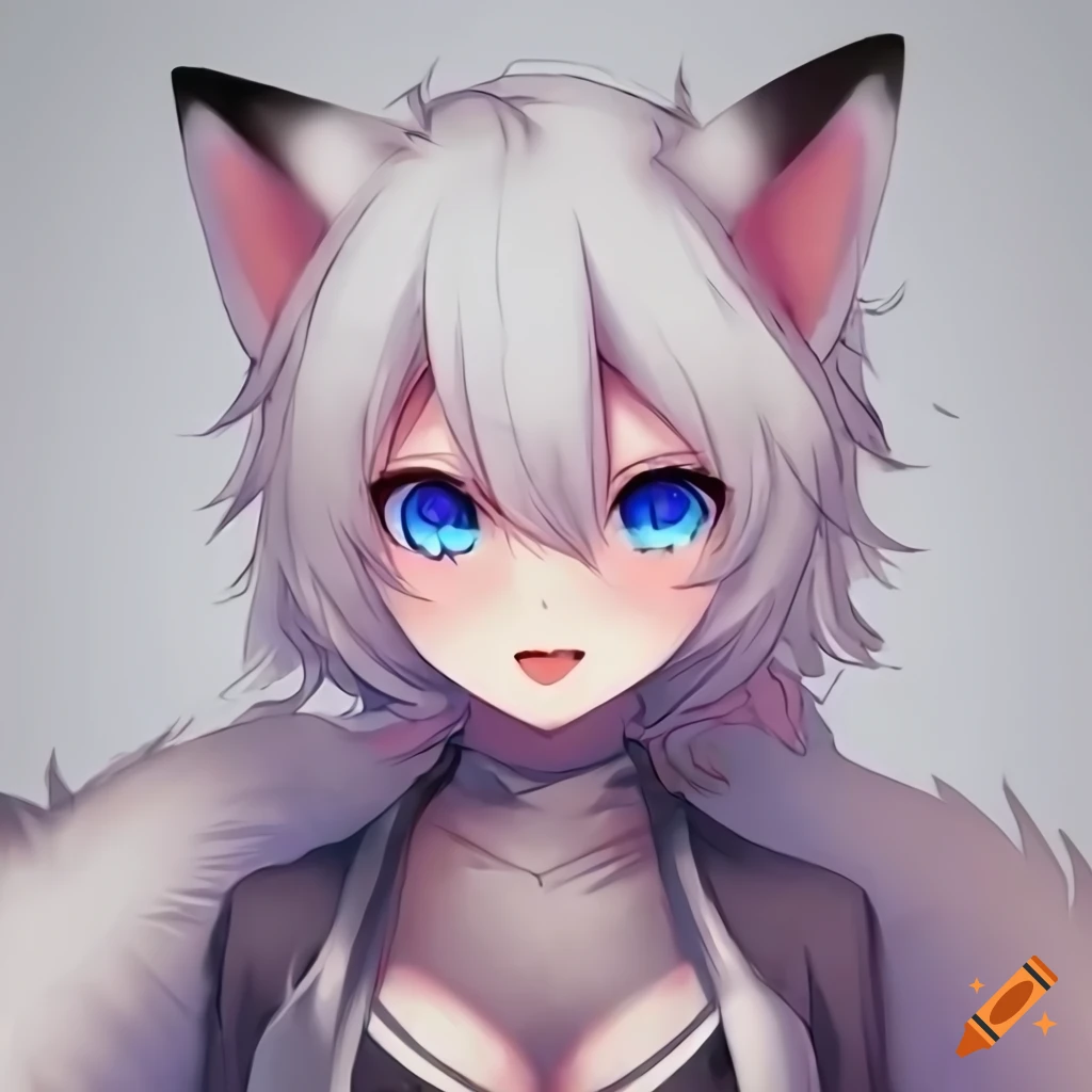Cute anime fox with blue eyes on Craiyon