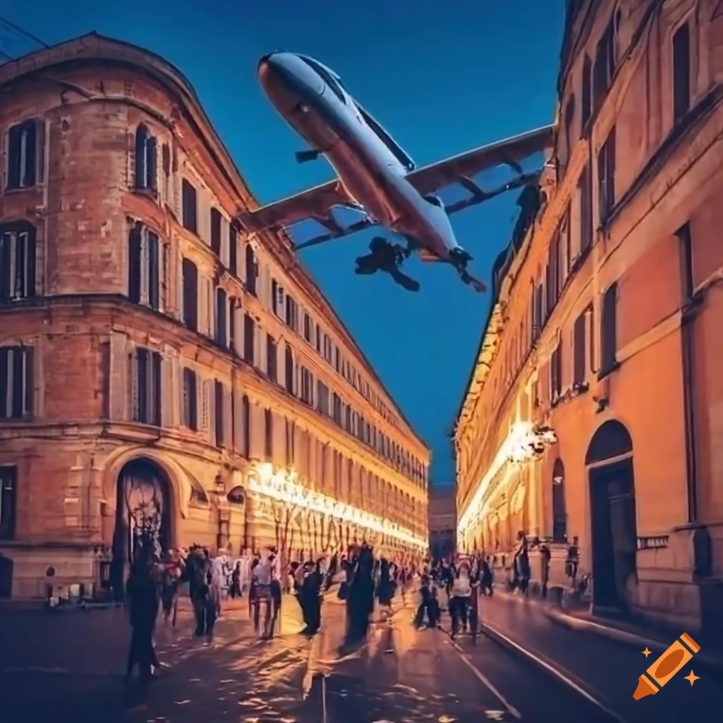 view of a plane flying over Place du Capitole in Toulouse