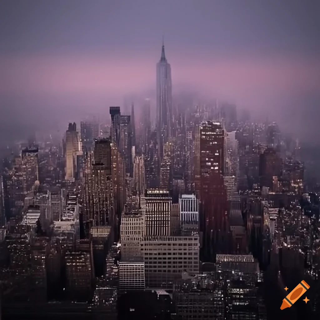 foggy view of New York City