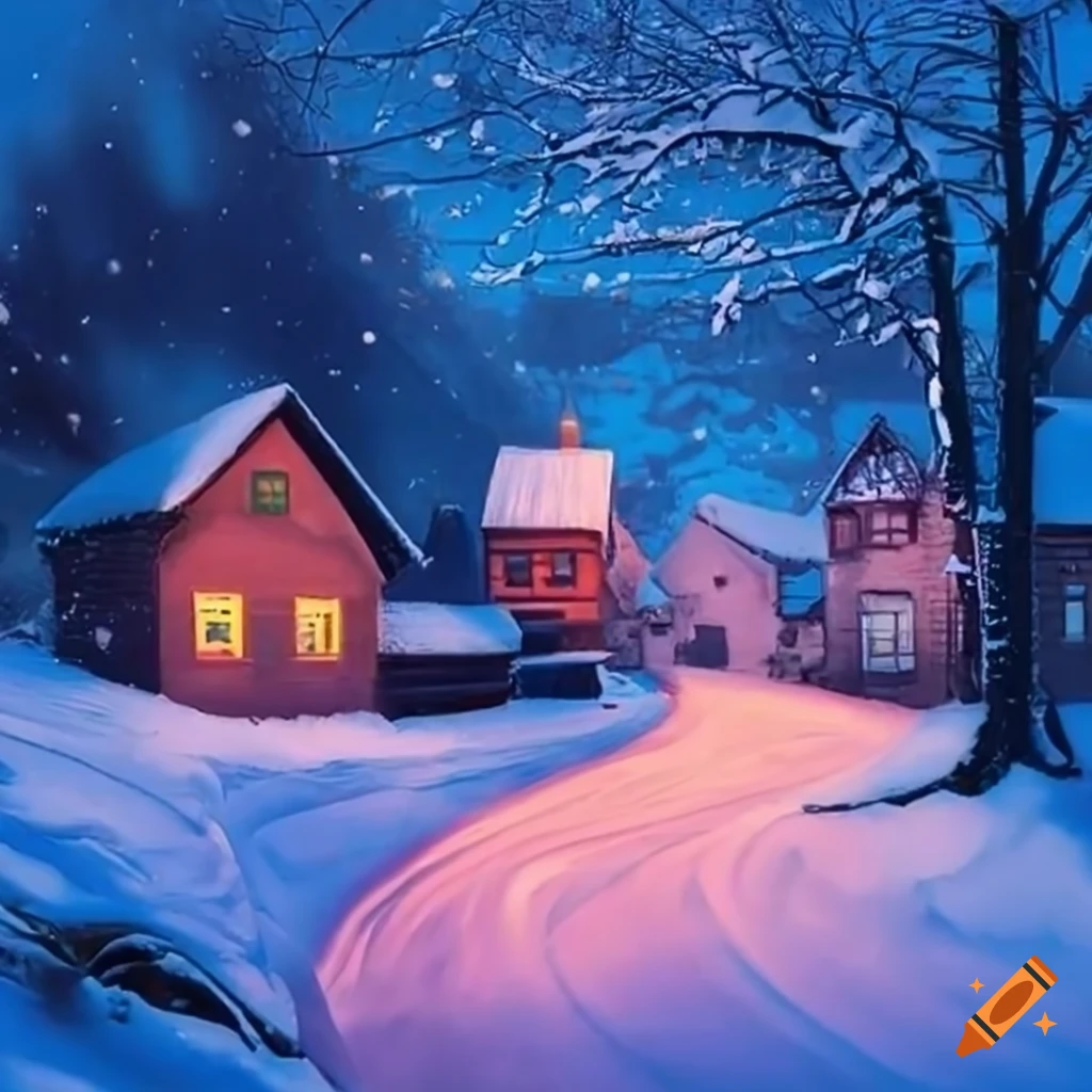 snowy village scenery