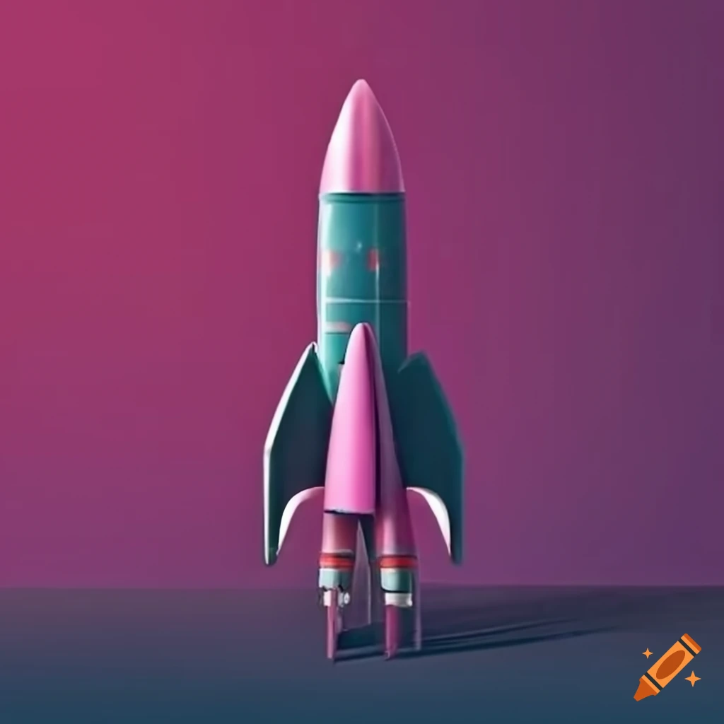 Pink rocket illustration on Craiyon
