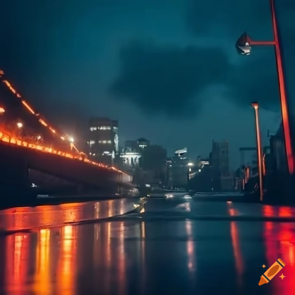 cars passing on a rainy day bridge
