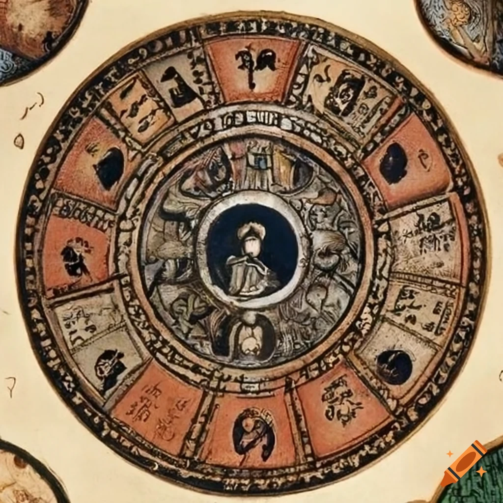 Medieval circular calendar on Craiyon