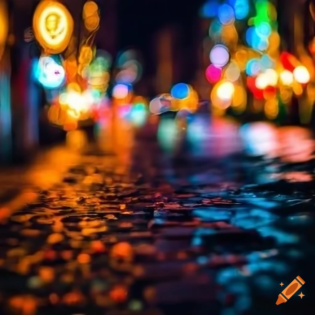 colorful city street at night