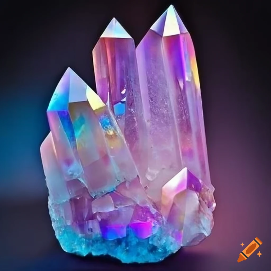 Giant aura quartz crystal on Craiyon