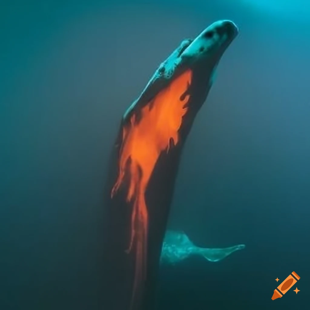 artistic depiction of an orange thunder whale