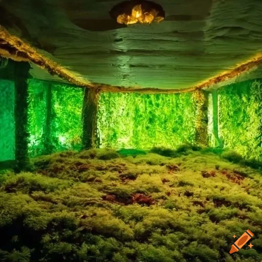 room covered with green moss