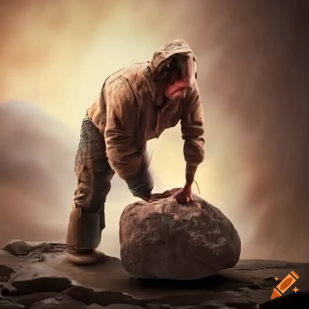 Stonecutter cutting a rock on Craiyon