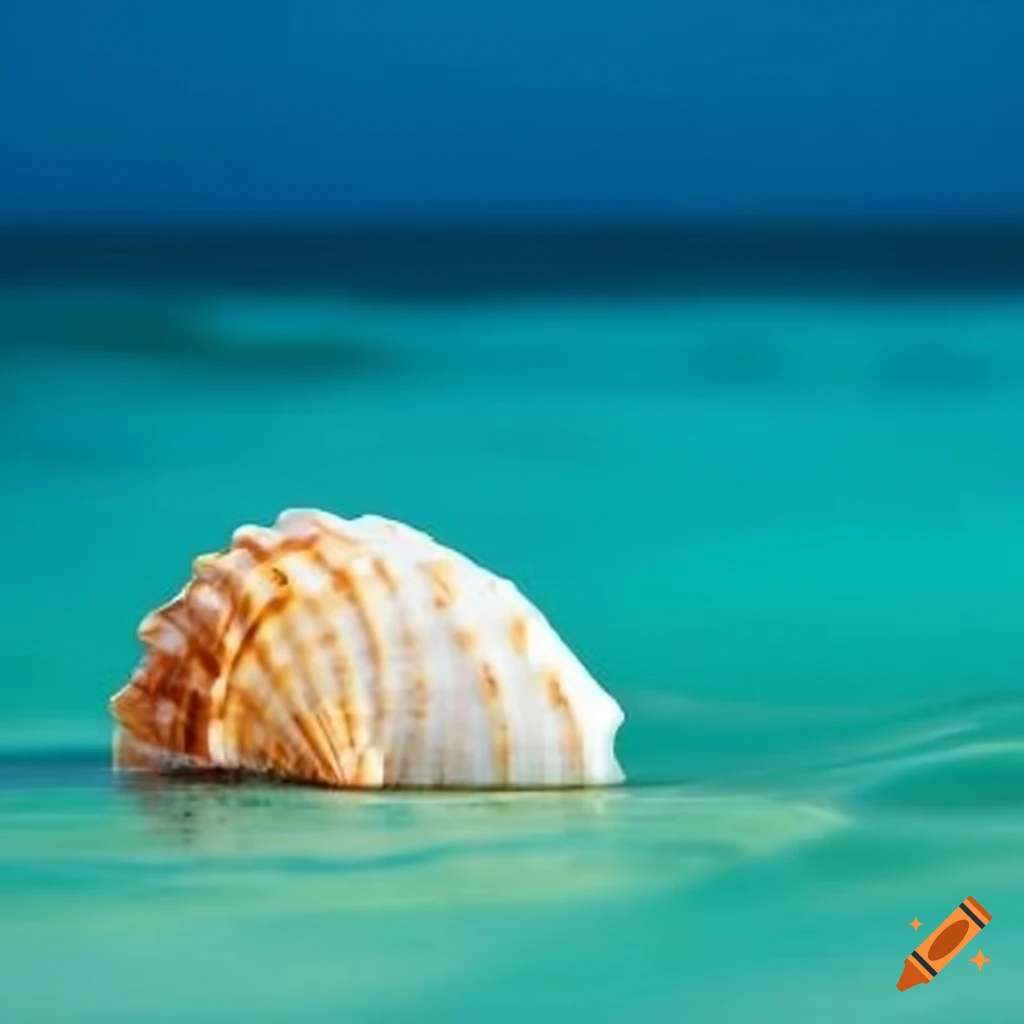 close-up of a seashell on a sandy beach