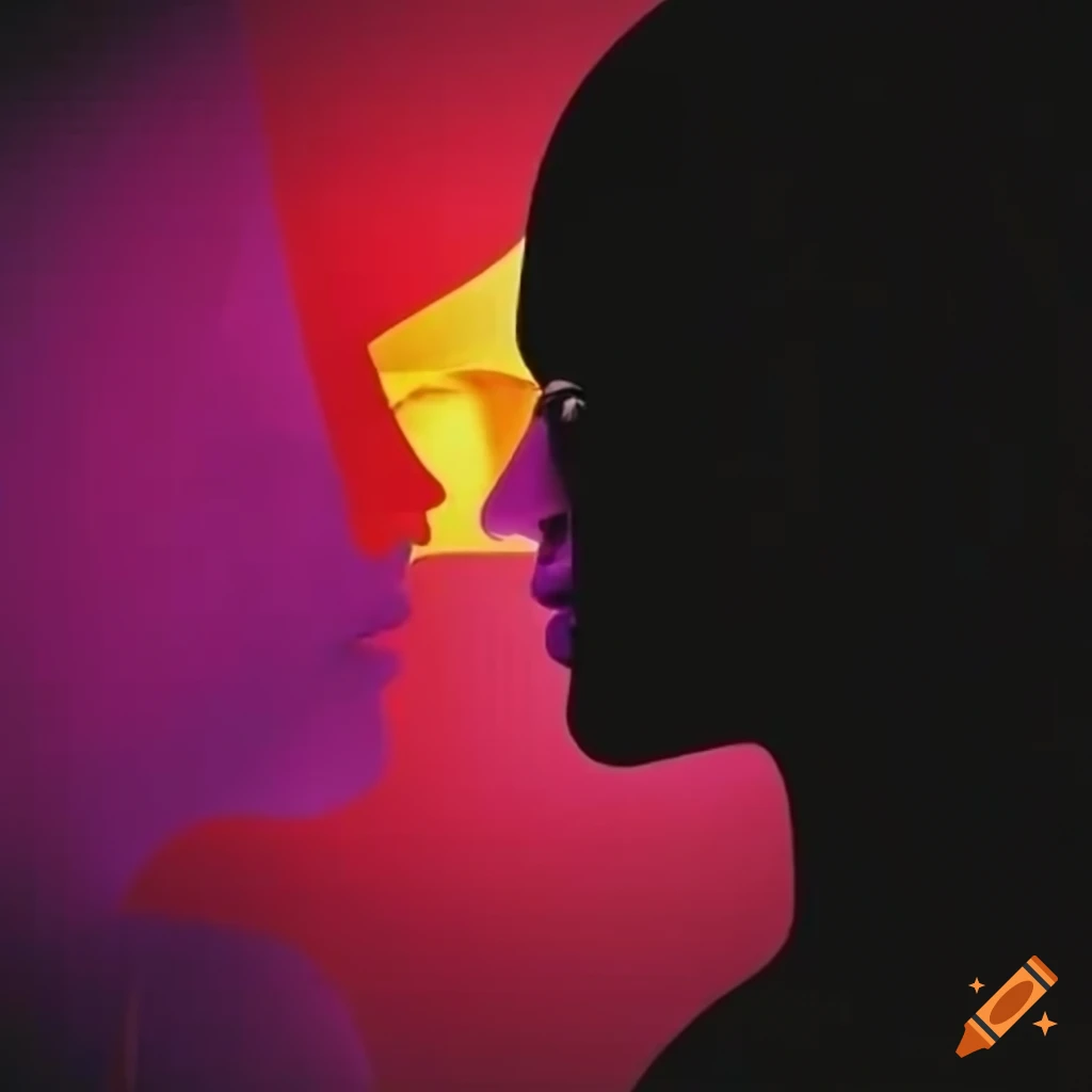 artistic film poster of two people merged back to back