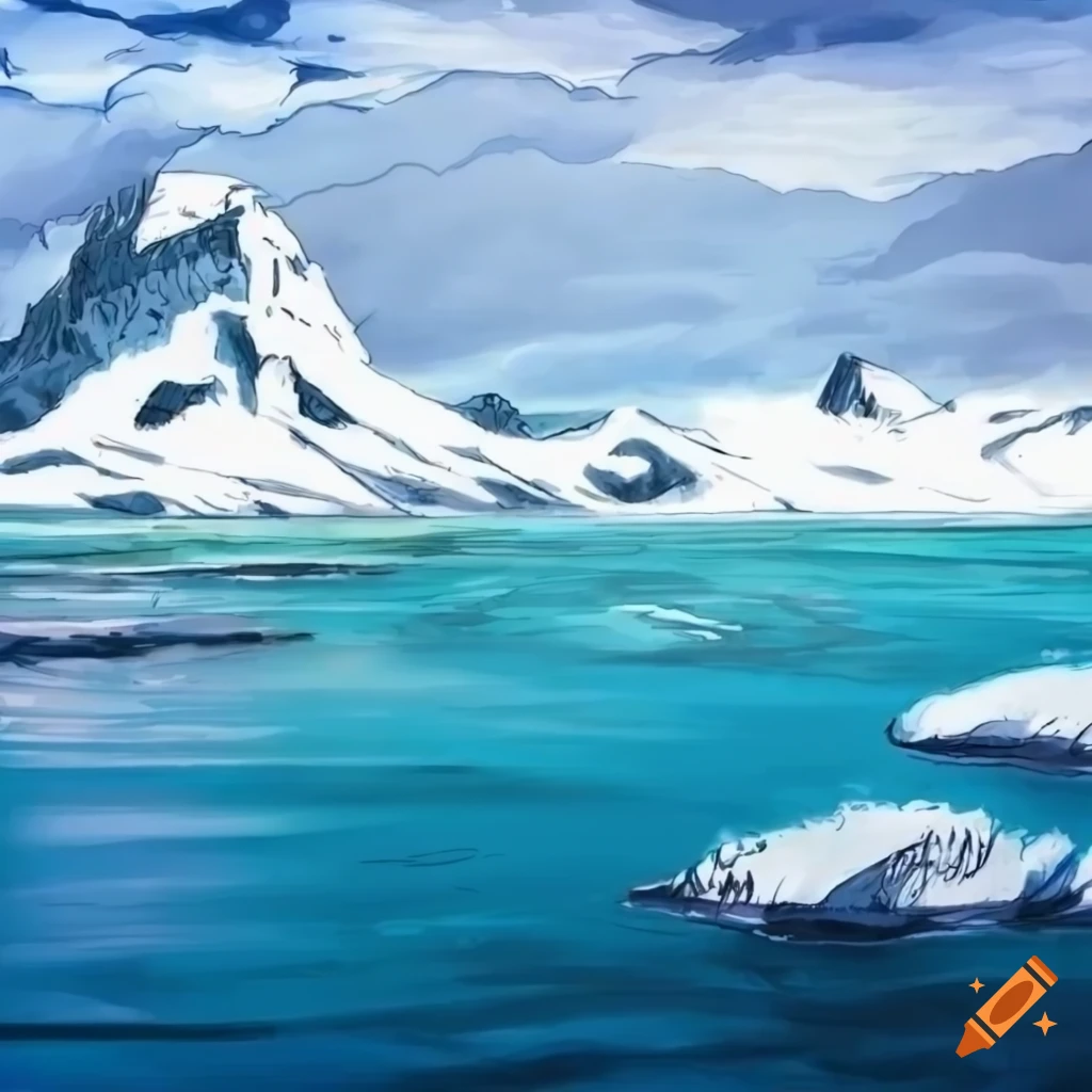 drawing of a picturesque Iceland landscape