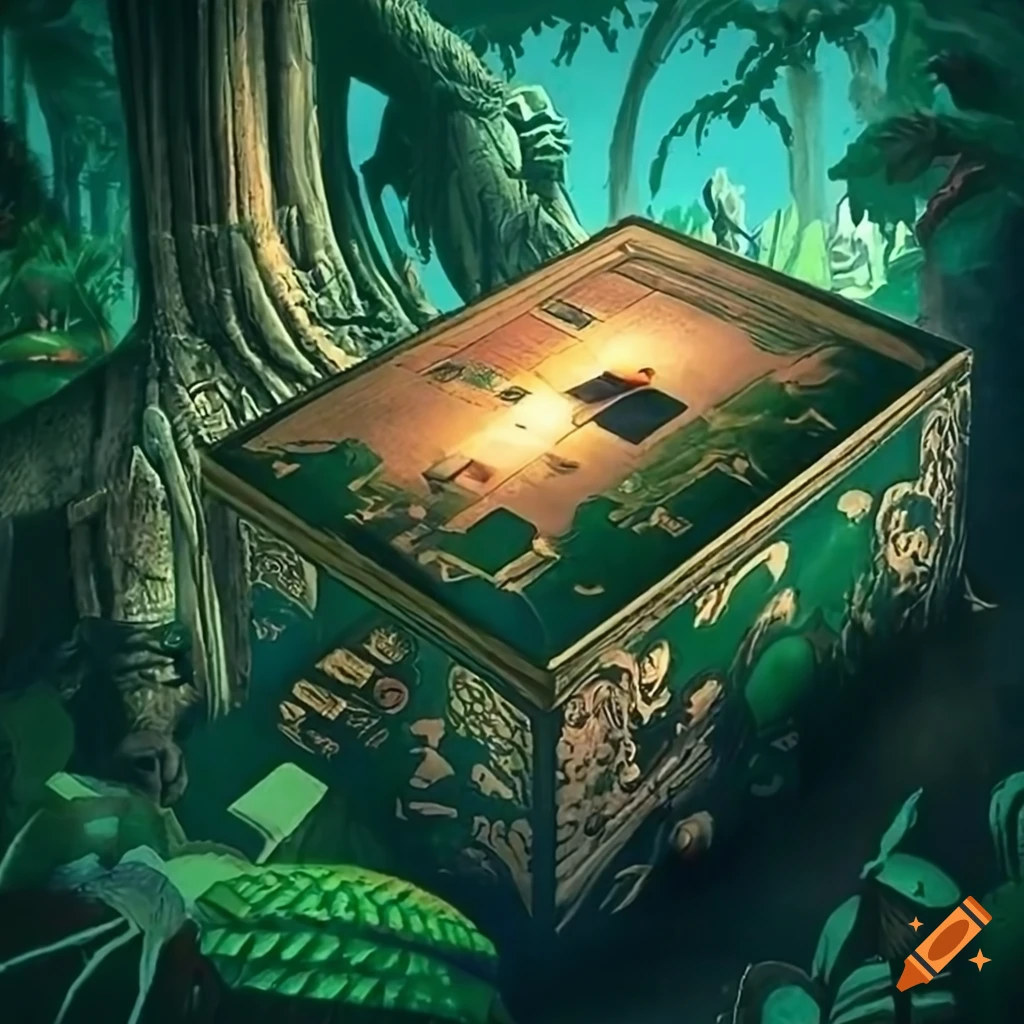 Jumanjiinspired board game box in a jungle setting