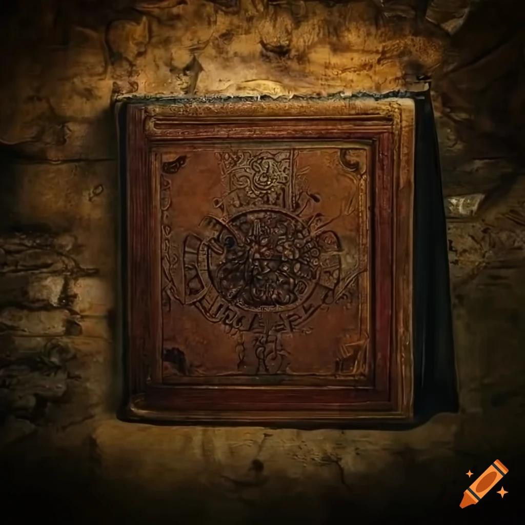 photograph of a leather book in a medieval cellar