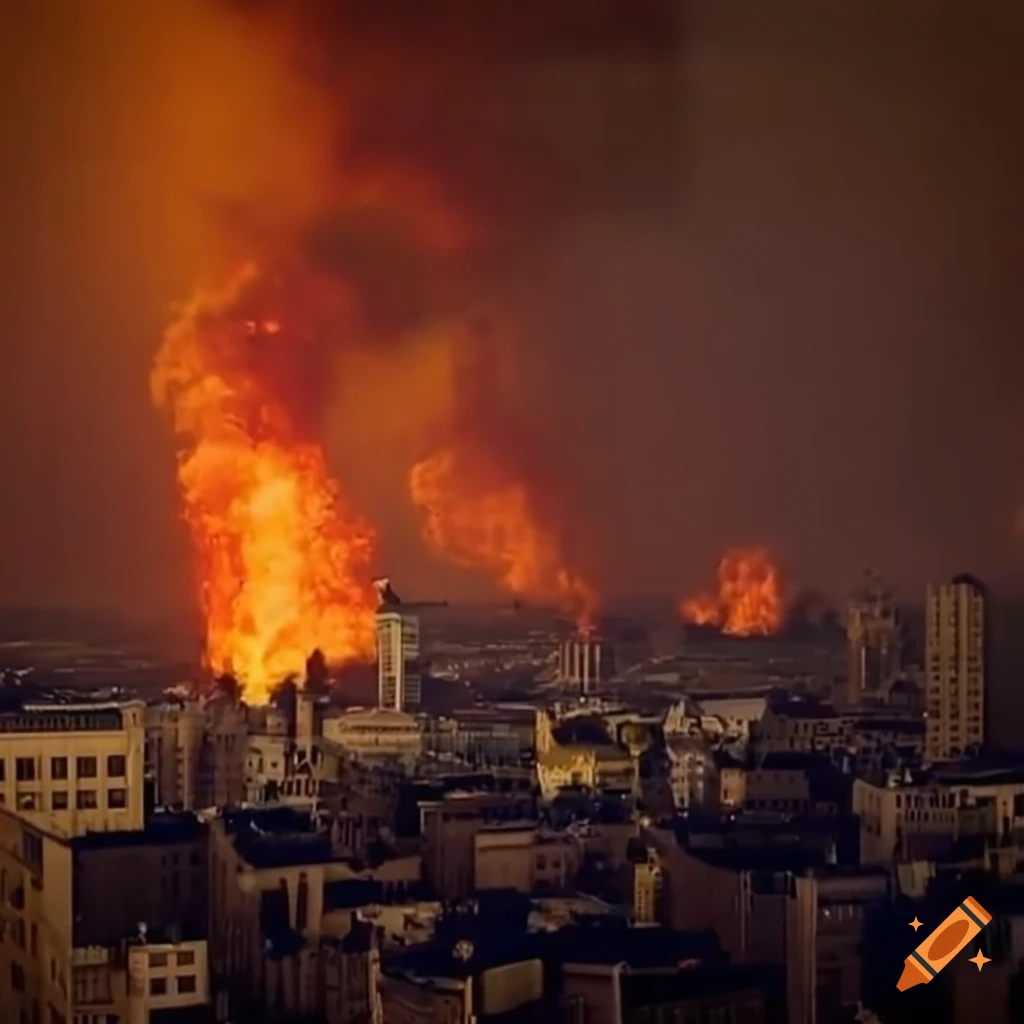 aerial view of Europe with city smoke plumes