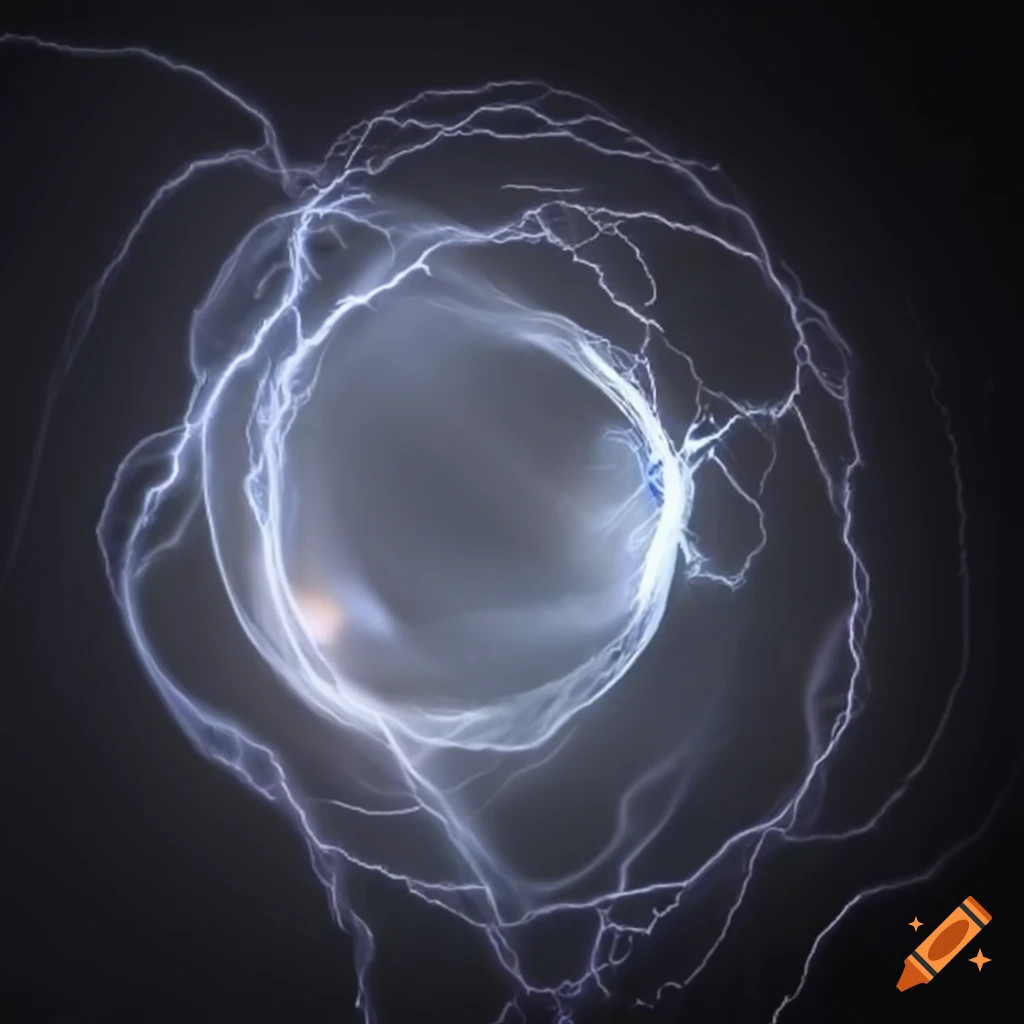 translucent orb with grey lightning plasma tendrils