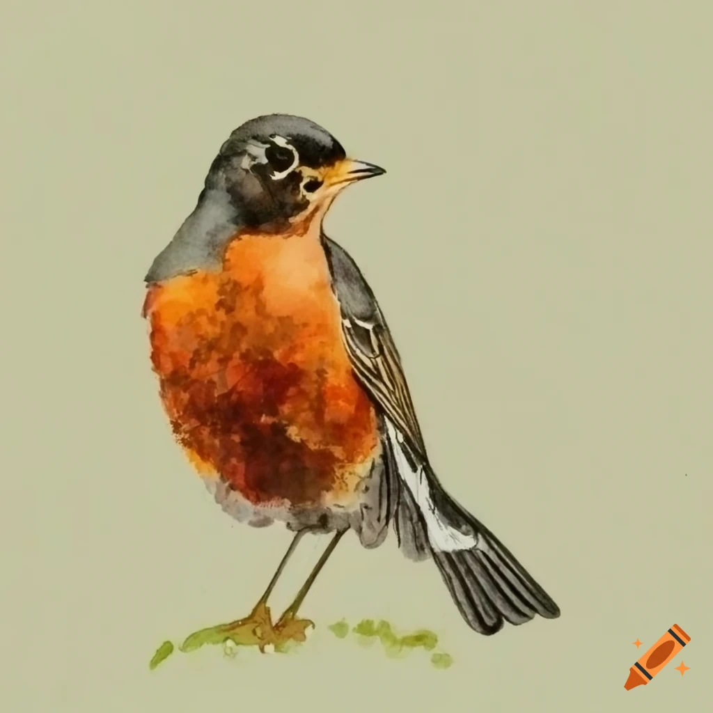watercolor of an American robin