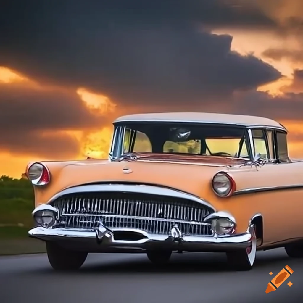 1957 Packard driving on a highway
