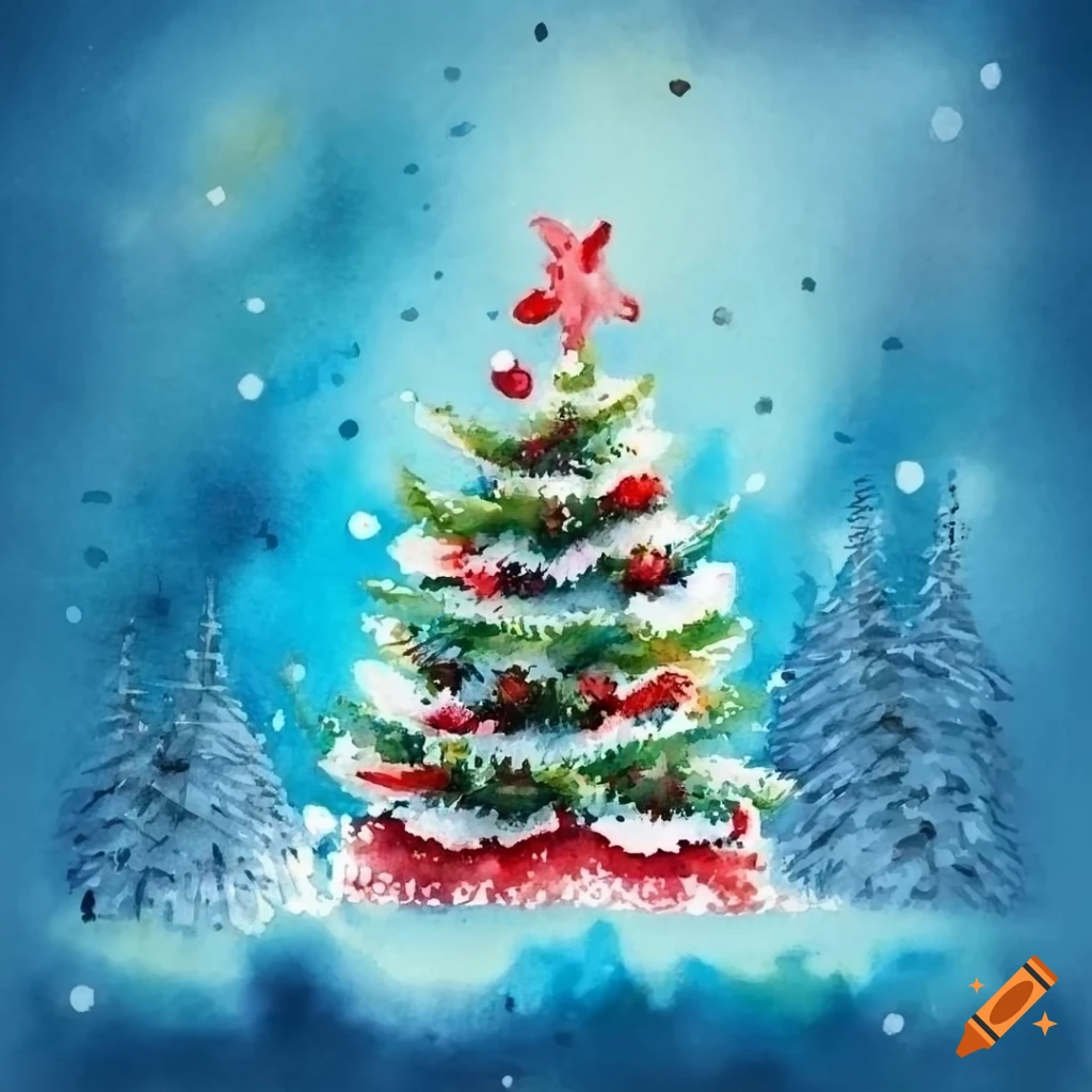 watercolor style Christmas card cover