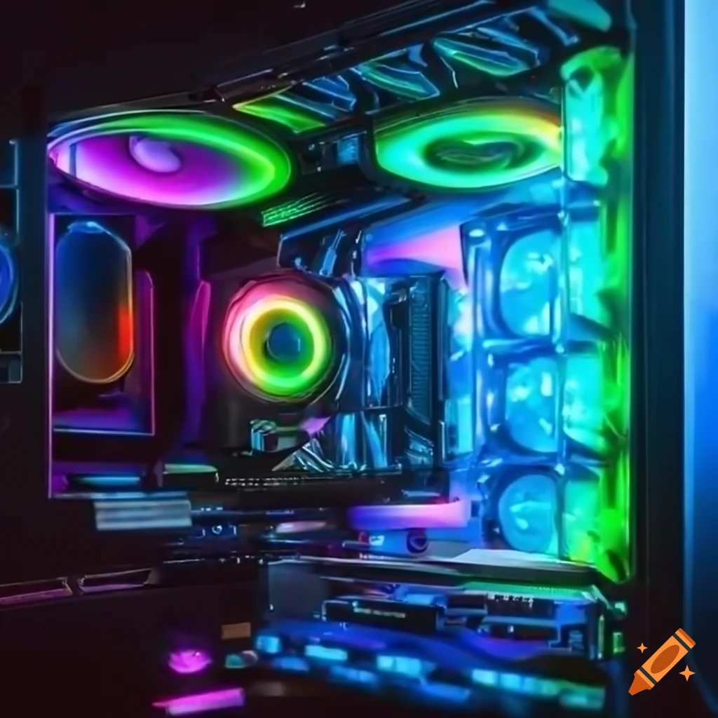 picture of a gaming PC with RGB lights and a duck
