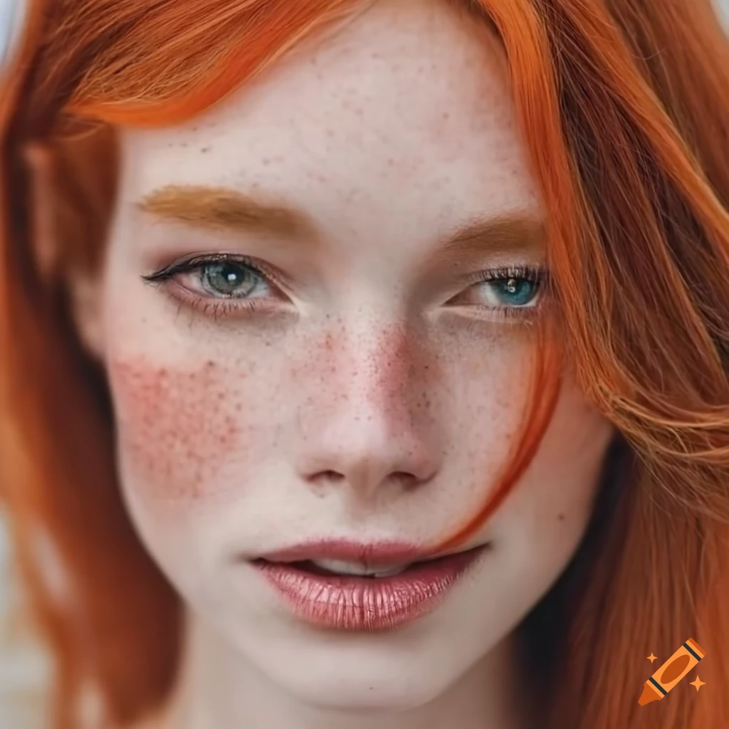 Portrait Of A Beautiful Woman With Red Hair And Freckles 6524